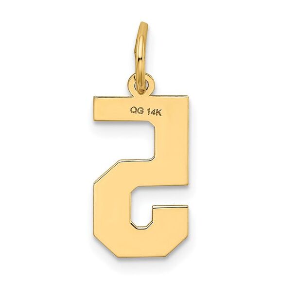 14k Yellow Gold, Jersey Collection, Medium Number 5 Pendant - Picture 3 of 5